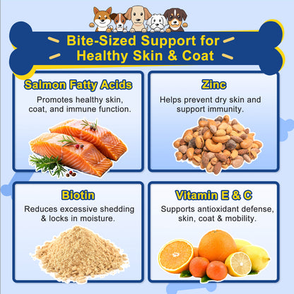 Omega 3 Fish Oil Chews for Dogs – Skin & Coat + Itch Relief, 120ct