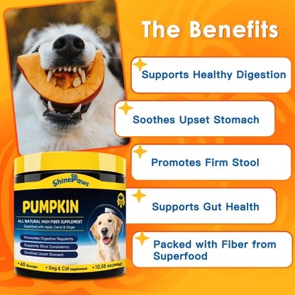 Pumpkin for Dogs and Cats, Powder Pumpkin Puree, Natural Fiber for Dogs, Support Digestion, Diarrhea, Constipation, 60 Scoops