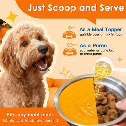 Pumpkin for Dogs and Cats, Powder Pumpkin Puree, Natural Fiber for Dogs, Support Digestion, Diarrhea, Constipation, 60 Scoops