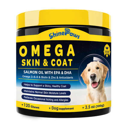 Omega 3 Fish Oil Chews for Dogs – Skin & Coat + Itch Relief, 120ct