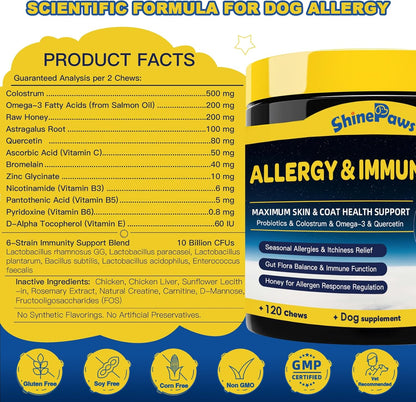 SHINEPAWS Dog Allergy Relief Chews Ingredient Information