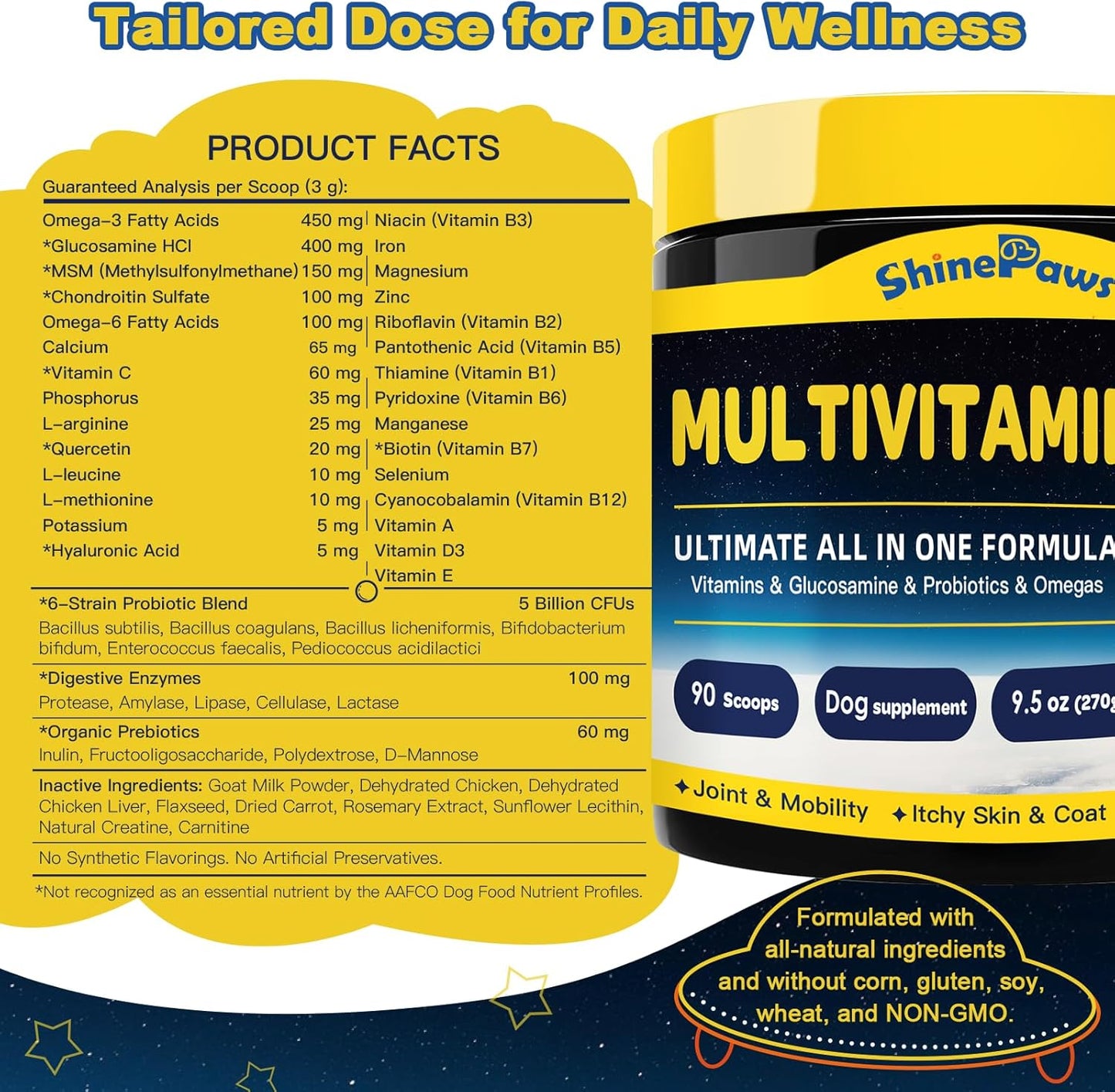 SHINEPAWS Dog Multivitamin Ingredient Information